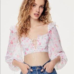 For love and lemons Beaumont Long Sleeve Top Floral Eyelet